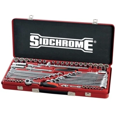 Sidchrome 60 Piece 1/4" 1/2" Combo Drive Metric AF Spanner Socket Set SCMT10175