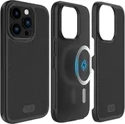 TUDIA Dual Layer MergeGrip Designed for iPhone 14 Pro Case 5G (2022), [MagSafe Compatible] Shockproof Soft TPU Bumper Hard PC Back Military Grade Drop Protection Slim Magnetic Cover (Matte Black)