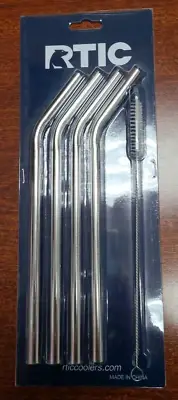 RTIC 4 Pack Stainless Steel Straws and Cleaning Brush