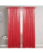 Red Sequin Backdrop Curtains 2 Panels 2FTx8FT Glitter Red