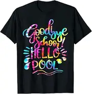 [X.Style] Good Bye School Hello Pool Tie Dye Last Day of School Summer ds270 Youth T-Shirt (M) Black