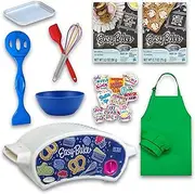 Ultimate Easy Baking Oven Bundle For Kids With 10 Items - Oven, 2 Refill Mixes, Apron, Hat, Bowl, Spatula, Whisk, Baking Pan & Tool (Gifted Green Baker Bundle)