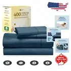 Luxury King Bed Sheets Set: 400 Thread Count Cooling Cotton in Peacock Blue