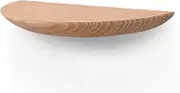 Natural Rustic Wooden Wall Shelf, Wall Mounted Solid Wood Semi Circle Floating Shelves, Handcrafted Hanging Wall Decor Decorative Shelves,Large,Natural