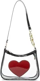 [Generic] Transparent Women's Shoulder Bag,Stadium-approved Cute Hobo Handbag, Crossbody Handbag, and Heart-shaped Mini Clutch Wallet