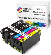 5 Pack (2BK,1C,1M,1Y) Compatible Ink for Epson 802XL for Epson Workforce Pro WF-4720 Workforce Pro WF-4740 Workforce Pro WF-4745