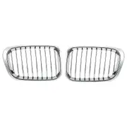 2X Chrome Front Hood Kidney Grille Grill for BMW 1998-2001 E46 320I 323I 325I 328I 330I 4-Door Sedan Silver