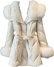 [Generic] Women Winter Down Jacket Shawl Fur Collar Fur Down Coat Long Young Slim-Fit Jacket