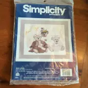 Vintage Simplicity Crewel Embroidery Stitchery Kit #05042, BEARLY SISTERS, New
