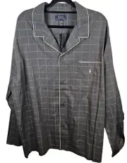 Polo Ralph Lauren Plaid Pajama Sleep Shirt PJ Sleepwear Lounge Gray Men's XL NWT
