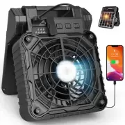 Solar Camping Fan with LED Lantern,10400mAh Rechargeable 10400 mAh Black