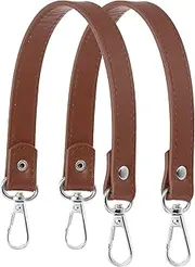[uxcell] Leather Purse Strap Replacement PU Short Bag Handles with Gold Lobster Buckles, 13 Inch Length Fit for Handbags Shoulder Bag Accessories - Rectangle (2 Pack, Brown)
