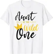 [X.Style] Aunt of The Wild One Boy 1st Birthday First Thing Aunt ds100 T-Shirt (3XL) White