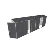 Build-a-Shed 0.8 x 6 x 2m Hinged Door Tunnel Shed with Double and Single Side Doors - Grey