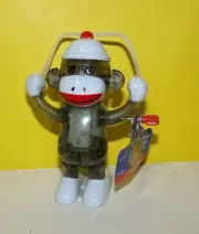 Sock Monkey Wind Up Skippy Mini Toy By Z Wind Ups Jumping Rope Figure 3.5"