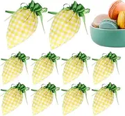 Carrot Shaped Treat Bags - Easter Bags,Drawstring Plaid Pattern Favor Bags 10 Easter Egg Container Spring Supply For Kids Treat Bags Pouxa