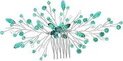 WOFASHPURET Antique Green Rhinestone Bride Hairpiece Elegant Bridal Headpiece for Women Eye Catching Wedding Hair Accessories Present for Brides Mothers and Friends