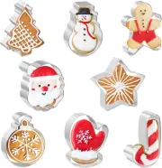Christmas Cookie Cutters 8 PCS, 3'' to 3.5'', Santa Face, Christmas Tree, Ginger