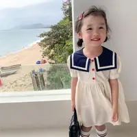 在飛比找momo購物網優惠-【Baby 童衣】短袖洋裝 夏季海軍風公主裙 11659(共