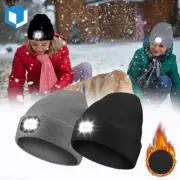 Kids Beanie Knitted Hat With LED Light Winter Warm Headlamp Cap Boys Girls Gift