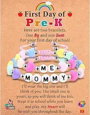 [IKIATY] Mommy and Me Matching Bracelets Set, First Day of School Kindergarten Preschool First Grade Gifts, Back to School Gifts for Daughter Girls