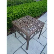 Unbranded Patio Side Table 17" x 18.5" x 17" Cast Aluminum Square Antique Bronze