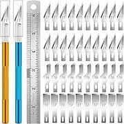 DIYSELF Exacto Knife, 2 Exacto Knives with 40 Spare Exacto Blades, Craft Knife, Hobby Knife, Precision Knife, Exacto Knife Set for Crafts, Arts, Scrapbooking, Exacto Knife Blades (#11#16#17)
