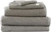 5pc Renee Taylor Cobblestone Bath Towel/Sheet Set 650 GSM Cotton Ribbed Platinum