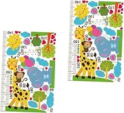 ERINGOGO 2 Sheets Giraffe Elephant Wall Round Large Bedroom Wall Stickers Home Height Chart Rail Standing Girl Wall Decals Lights Room Decors Picture Hanging Strips Kit PVC