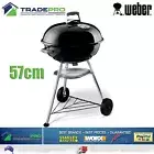 BBQ Weber Charcoal Kettle 57cm Grill with Hood &Wheels Black Barbecue Compact