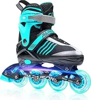 PAPAISON Adjustable Roller Blades Boys Ages 4-12, Inline Skates for Girls Kids with Full Light Up Wheels, Outdoor Illuminating Rollerblades for Children Teens Women…