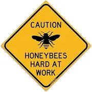 Caution Honeybees Hard At Work 12" x 12" Tin Road Sign Beekeeping Apiary Theme Home Decor