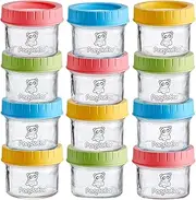[PandaEar] (12 Pack) Glass Baby Food Storage Jars | 4 oz Reusable Small Containers Freezer Storage with Airtight Lids Leak Proof | Microwave & Dishwasher Safe | Infants Kids Babies