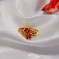 在飛比找蝦皮購物優惠-［黃金戒指］9999純金 紅寶石 蘇聯鑽 母親節禮物 嫁妝 