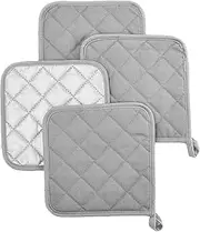 Pot Holders for Kitchen Clearance,Heat Resistant Potholder, Hot Pads, Oven Potholders Bulk, Cloth Pot Holders for Cooking and Baking 4 Pack Grey