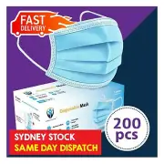 200Pc Disposable Face Mask Protective Masks 3 layer Meltblown Filter General Use