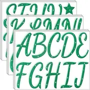 Waynoda 155 Pcs 15 Sheets Bulletin Board Letters 4 Inch Glitter Letter Stickers for Poster Board Stick on Letters for Bulletin Board Classroom School Home Office Decor(Green)