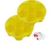 Big Ice Cube Trays 2 Pack, Easy Release Ice Cube, for Whiskey, Cocktail, Mixed Drinks - Yellow