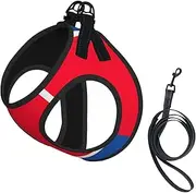 Korean flag print Dog Harness and Leash Set, Reflective Adjustable Puppy Vest for Small Medium Large Dogs, Cats