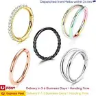 1 Pair Surgical Steel Hinged Clicker Piercing Rings Sleeper for Ear, Nose & Lip