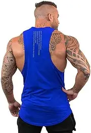 [ZIFIS] Running Vest Mens Sleeveless Tank Tops Gym Clothing Cotton Training Wear Sports Singlets Stringers Workout Tops (Color : Blue1, Size : M)