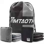 Timtaoth Dual Sided Corn Hole Bags Professional Cornhole Bags Set of 8 Regulation Size Weight Pro Corn Hole Bean Bags Slick and Stick,Black&Gray