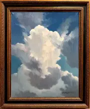Tranquil Blue Sky clouds Signed 2024 YASAMI 24" x 20" oil painting canvas framed
