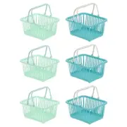 6PCS Mini Shopping Baskets with Handles Small Tiny Baskets, Green Cyan