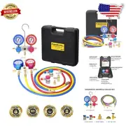 Comprehensive Refrigerant Charging Kit: A/C Manifold Gauge Set with Adapters