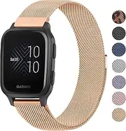 Metal Stainless Steel Band for Garmin Venu SQ Band Women Men, 20mm Adjustable Comfortable Loop Magnetic Milanese Mesh Replacement Strap for Garmin Venu/Venu SQ/Venu SQ 2/Venu SQ Music