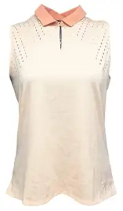 Nike Golf Women's DRI-Fit Collared Sleeveless Polo Top Color Peach FREE SHP $80