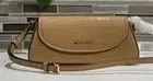 MICHAEL KORS KATYA MEDIUM FLAP CROSSBODY BAG DEER BROWN MK CROC PATENT LEATHER