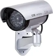 Outdoor Fake Dummy Imitation Camera - CCTV Security Camera Glow IR LEDs Bullet Shape Bright Silver