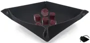(6) 16mm Numbers 1-6 Design Black Red Dice w/Pouch + Rolling Tray Felt Mat